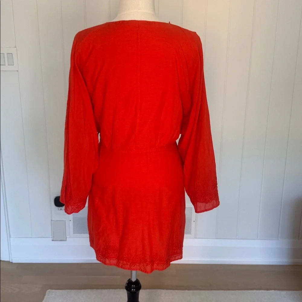 ZARA Kaftan Kimono Wrap Dress – Embroidered Hem & Sleeves, Size Large (US L) - Picture 5 of 8